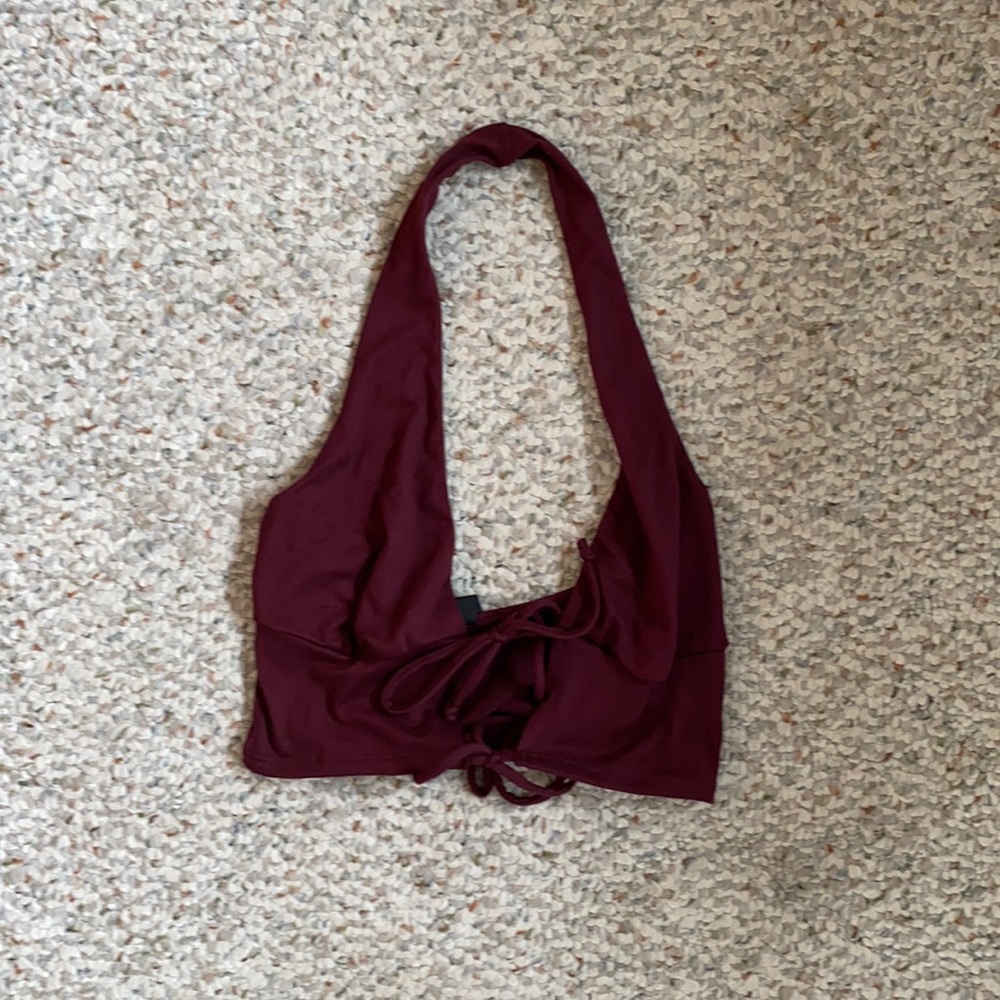 Windsor maroon halter crop top